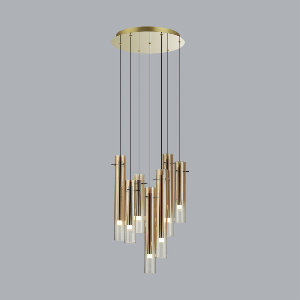 5061/32LB PENDANT ODL24 455 золотой/янтарный/металл/стекло Люстра каскадная LED 7*4W 3000K SHINY