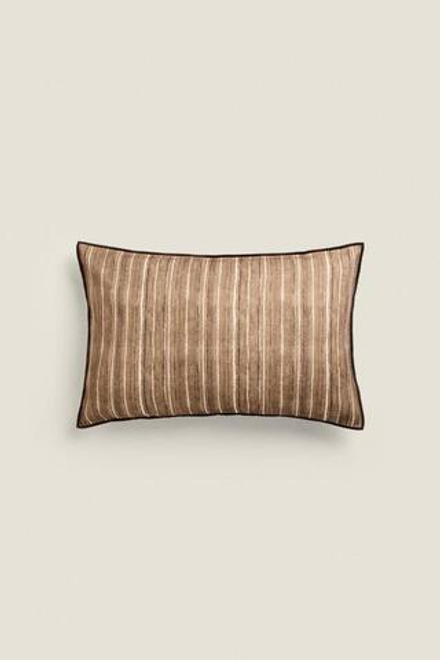 ZARA HOME ЧЕХОЛ ДЛЯ ДЕКОРАТИВНОЙ ПОДУШКИ  В ПОЛОСКУ, КОРИЧНЕВЫЙ