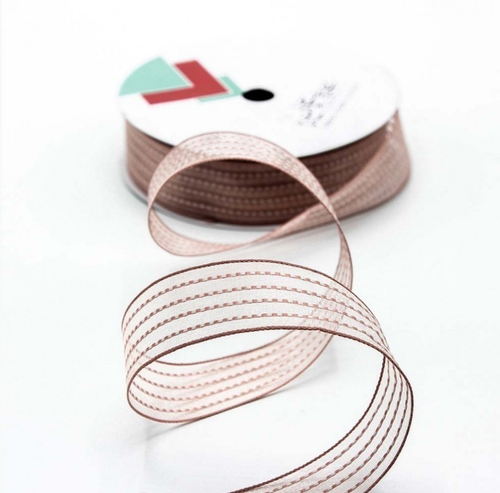 Лента органза в полоску (Люкс)Светло-коричневая