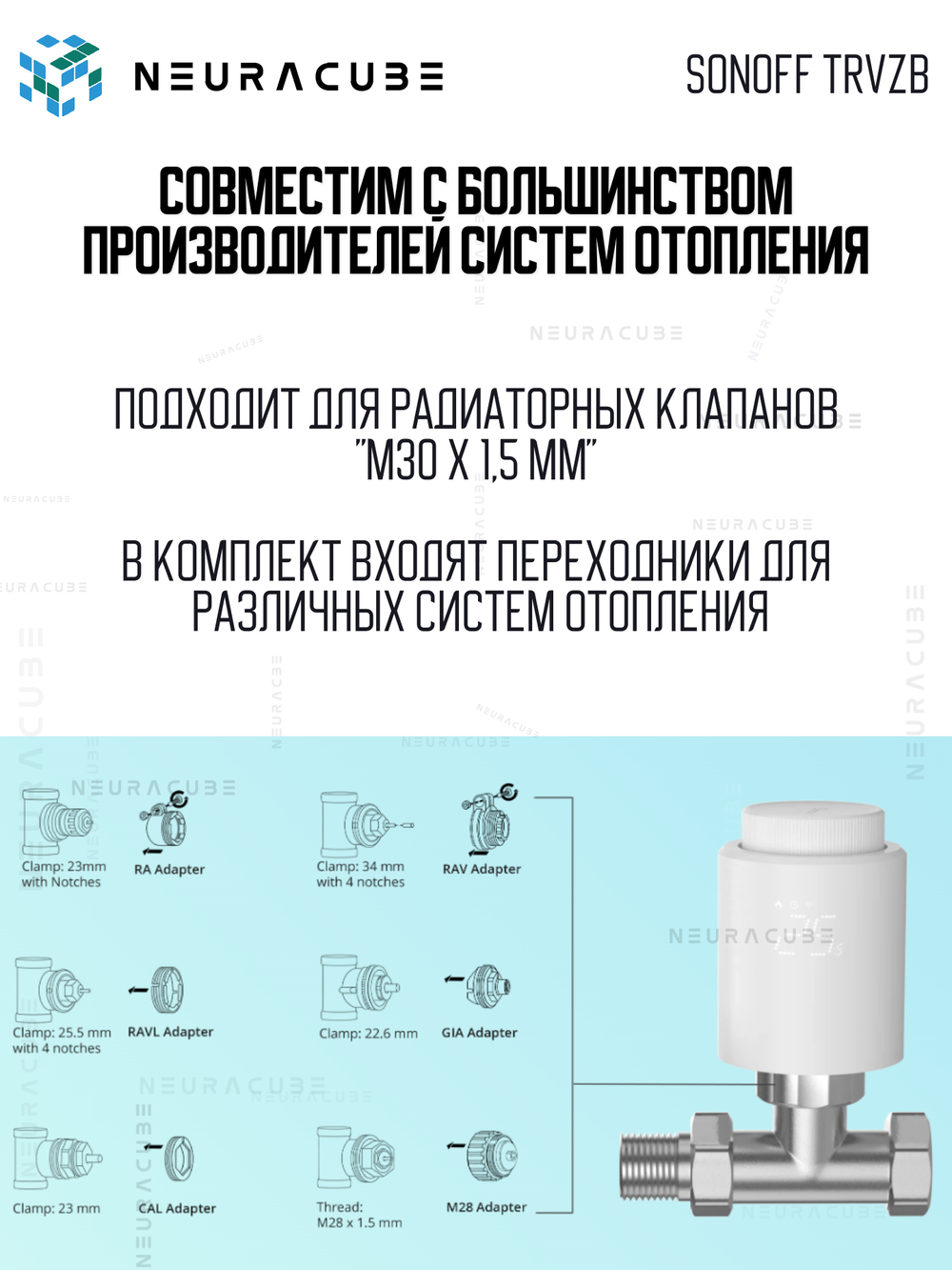 Умный ZigBee термостатический клапан SONOFF TRVZB