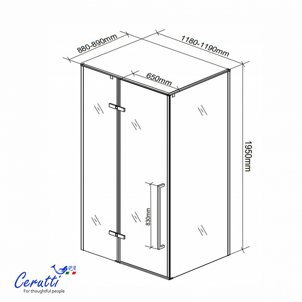 Душевое ограждение Ceruttispa C1AF L (120x90x195)