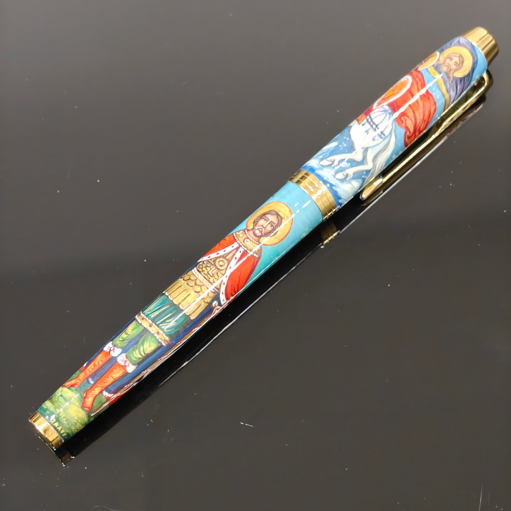 Ручка коллекционная с ручной росписью Палех "Александр Невский" в коробке