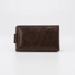 Визитница на кнопке, 18 листов, цвет коричневый