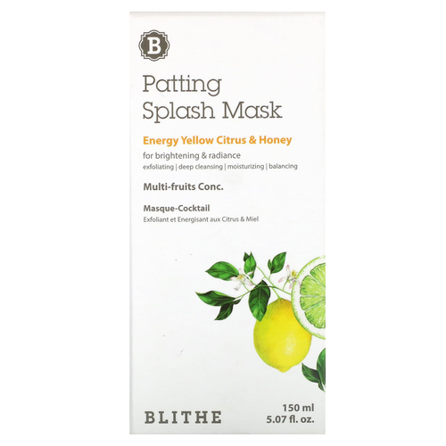 Blithe, Patting, маска-всплеск, энергичный желтый цитрус и мед, 150 мл (5,07 жидк. унц.)