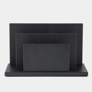 Подставка для визиток и бумаг из натуральной кожи теленка, черного цвета