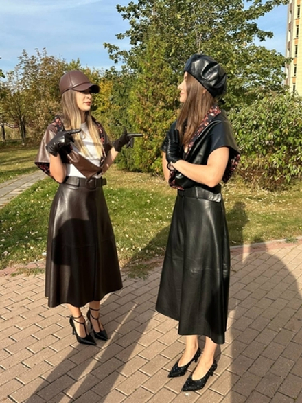 Юбка экокожа шоколад