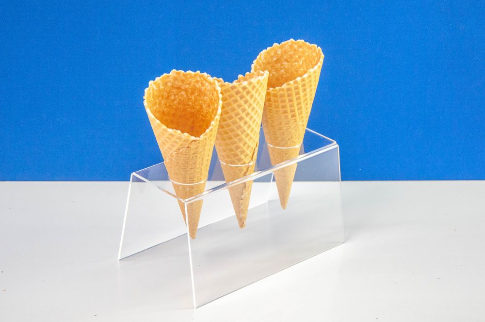 Подставка прозрачная для рожков и мороженого 3 ячейки, оргстекло