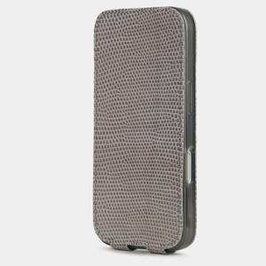 Кожаный чехол для iPhone 17 Pro, ящерица серого цвета