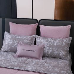 Комплект постельного белья на резинке с одеялом Велюрия Люкс «Лавандовый букет»