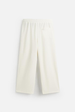 ZARA БРЮКИ-ДЖОГГЕРЫ С ВЕРТИКАЛЬНОЙ ТЕКСТУРОЙ, ЖЕЛТОВАТО-БЕЛЫЙ