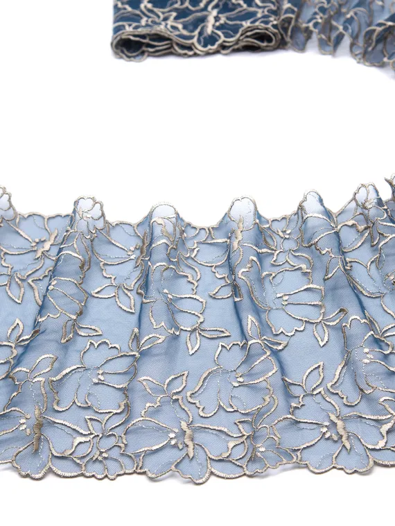 05-108 Вышивка на эл. сетке 18 см, синий/золото