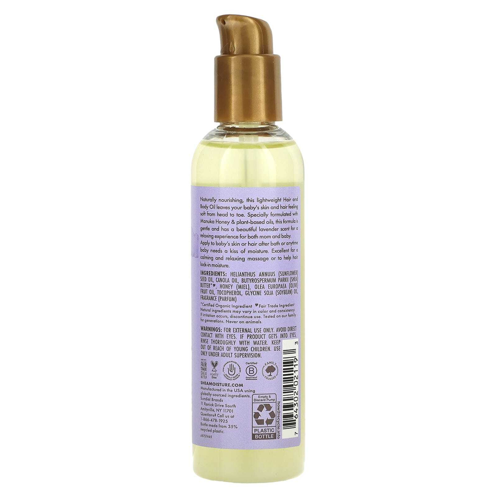 SheaMoisture, Для детей, ночное масло для волос и тела, мед манука и лаванда, 121 мл (4,1 жидк. унц.)