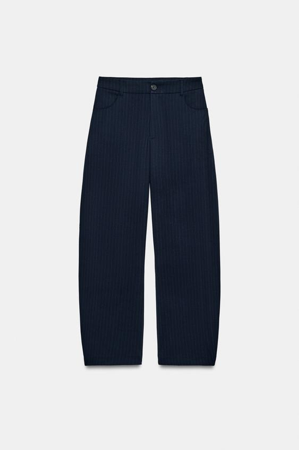 ZARA БРЮКИ BALLOON В ТОНКУЮ ПОЛОСКУ, МОРСКОЙ СИНИЙ