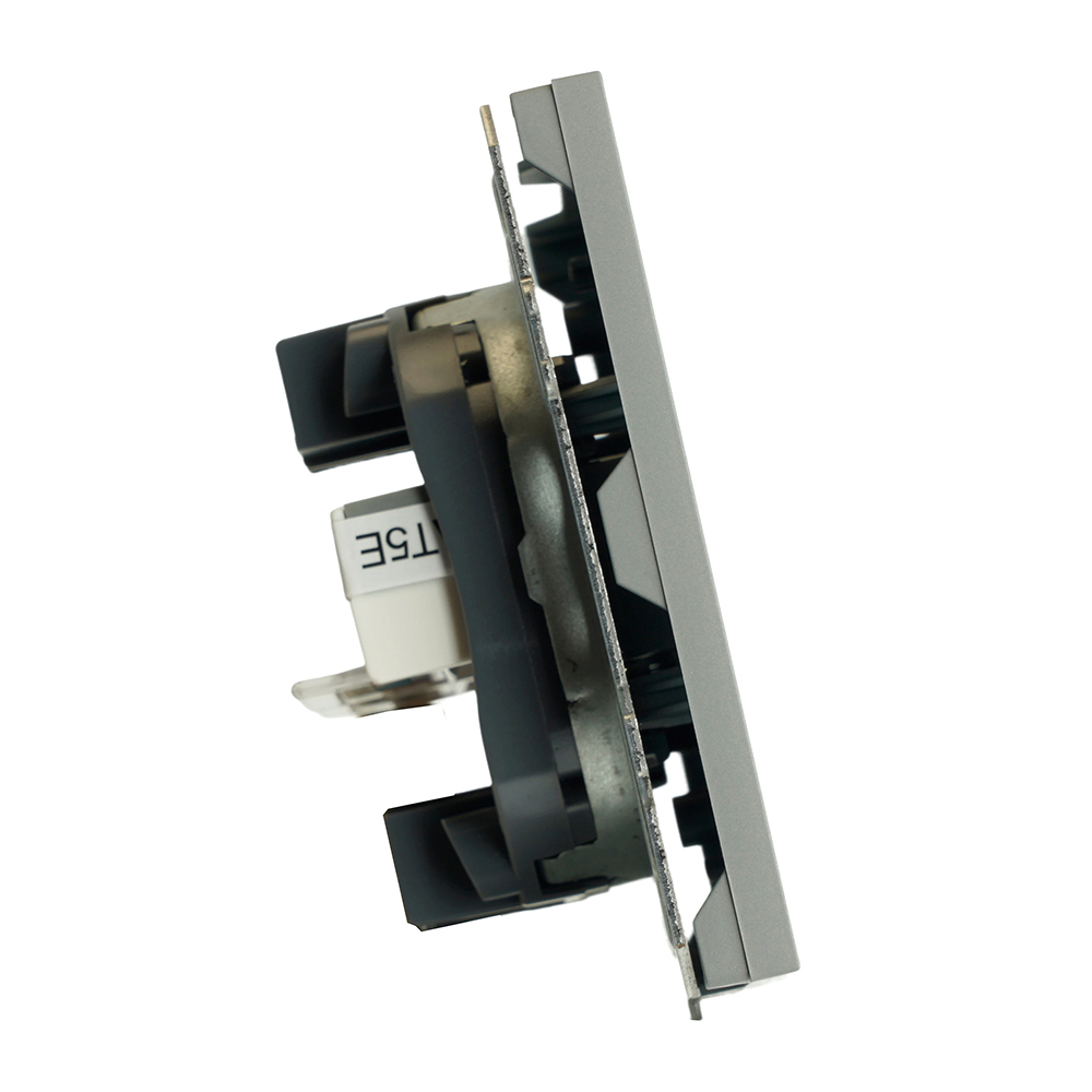 Розетка компьютерная 2-местная RJ-45 (механизм), STEKKER, серия Эмили, RST00-5111-10, платиново-серый, soft touch 49952