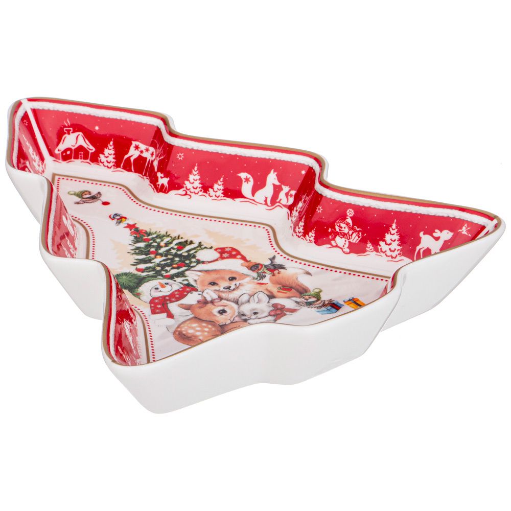 БЛЮДО LEFARD "С НОВЫМ ГОДОМ!" В ФОРМЕ ЕЛКИ 25Х21Х4 СМ КРАСНОЕ (КОР=8ШТ.)