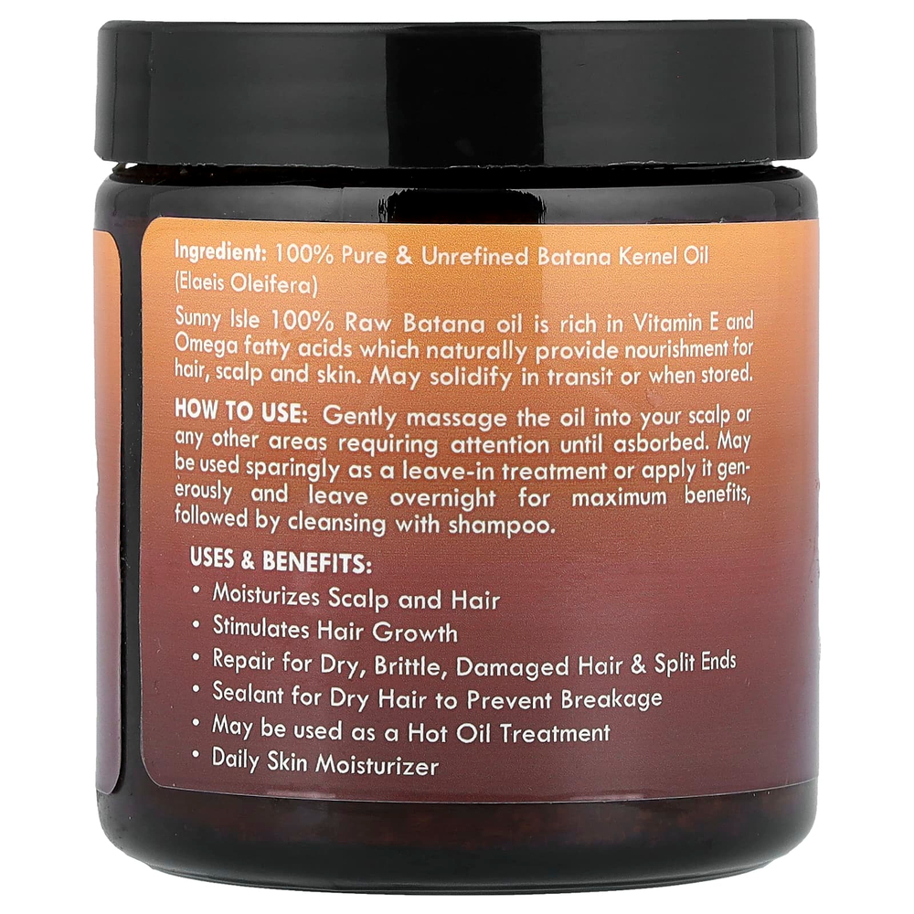 Sunny Isle, 100% необработанное и чистое масло батана, 118 мл (4 жидк. унции)