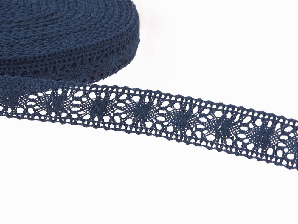Кружево хлопковое/Тесьма вязаная 20.01.087, ш. 2 см, т.синий