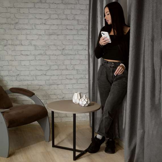 Стол журнальный BeautyStyle 27 текстиль темный/черный