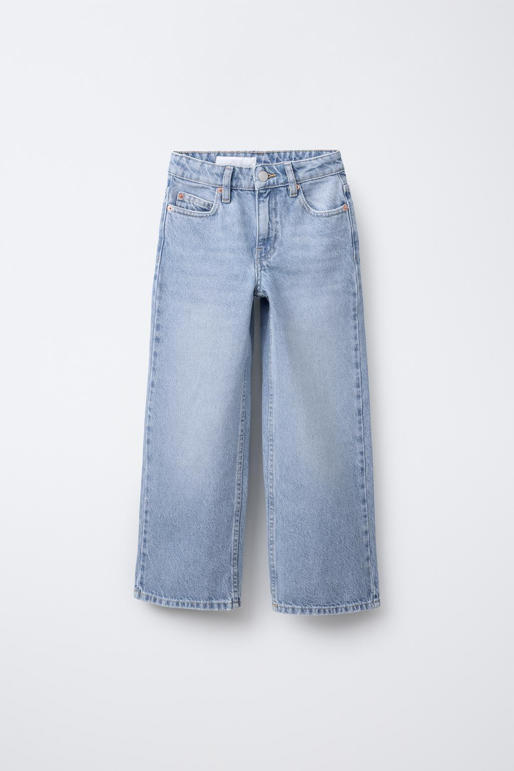 ZARA ДЖИНСЫ WIDE LEG С НАШИВКОЙ «ЗВЕЗДЫ», СИНИЙ