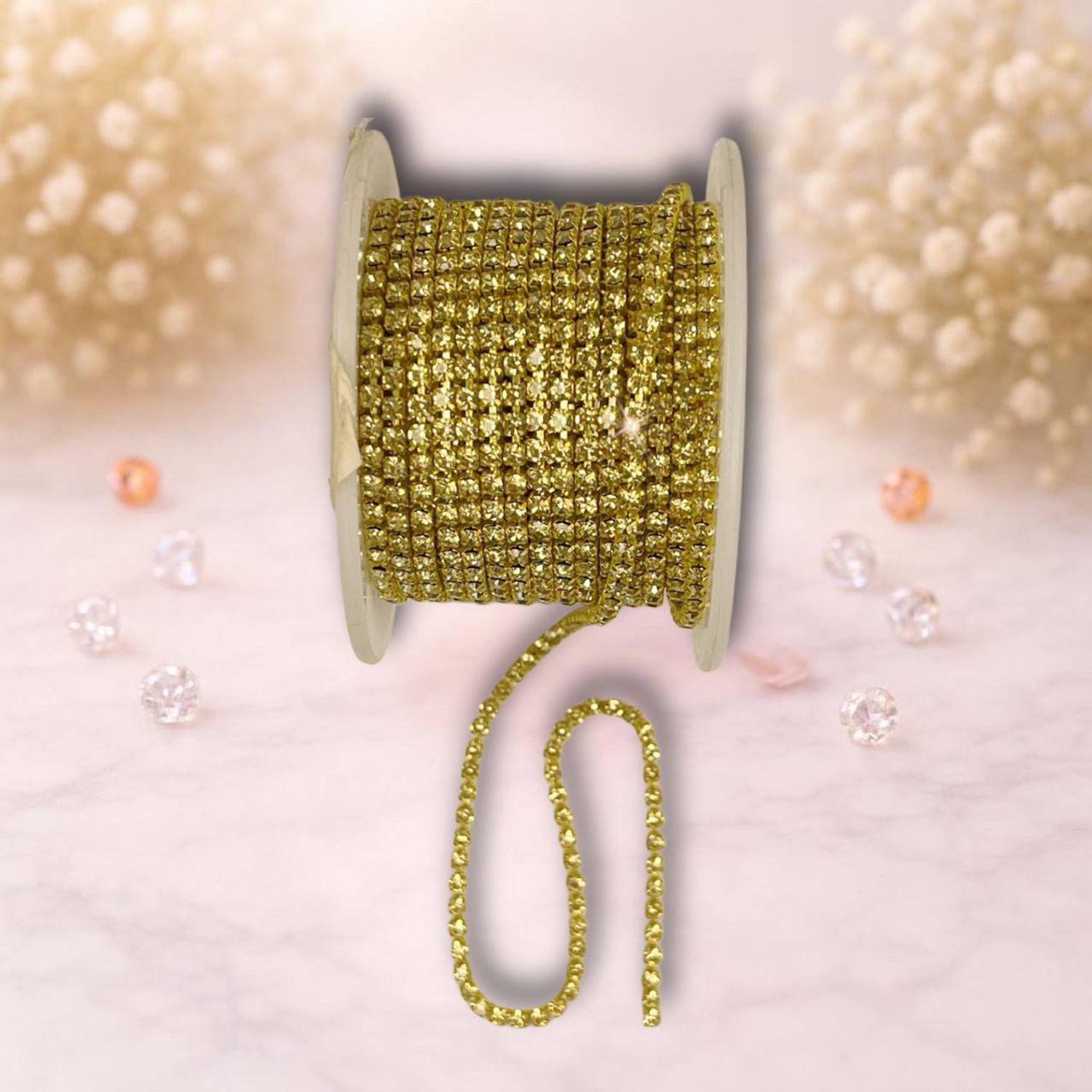 стразовая лента 2,5мм ,желтое-желтое   (1м)