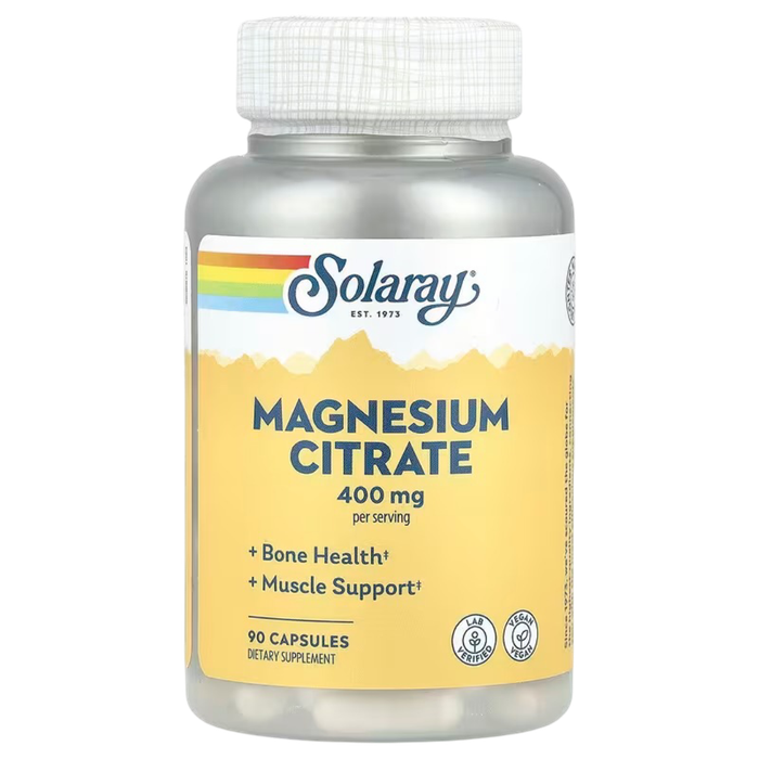 Solaray Магний Цитрат, Magnesium Citrate, 400 мг, 90 капсул