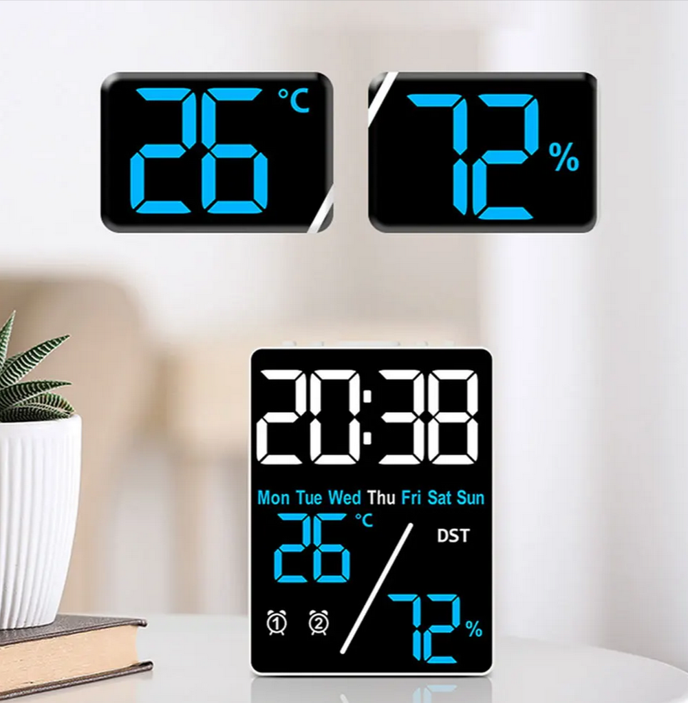 Часы-будильник настольные LED 5508 White&Blue