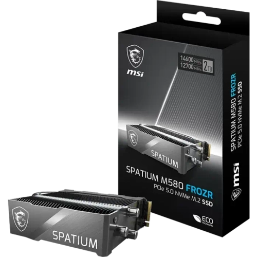 Твердотельный накопитель MSI SPATIUM M580 PCIe 5.0 NVMe M.2 4TB FROZR, Read 14100mb/s, Write 12600mb/s, Retail