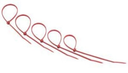 Хомут-стяжка нейлоновая REXANT 200x3,6 мм, красная, упаковка 25 шт.