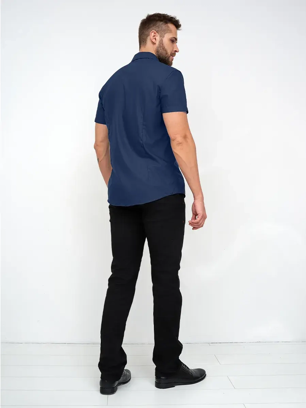 Рубашка приталенная с коротким рукавом