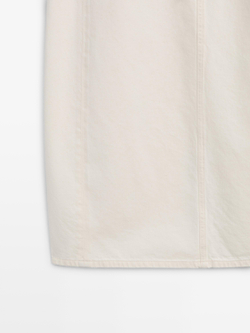 Massimo Dutti Джинсовая юбка миди бочкообразного кроя, кремовый