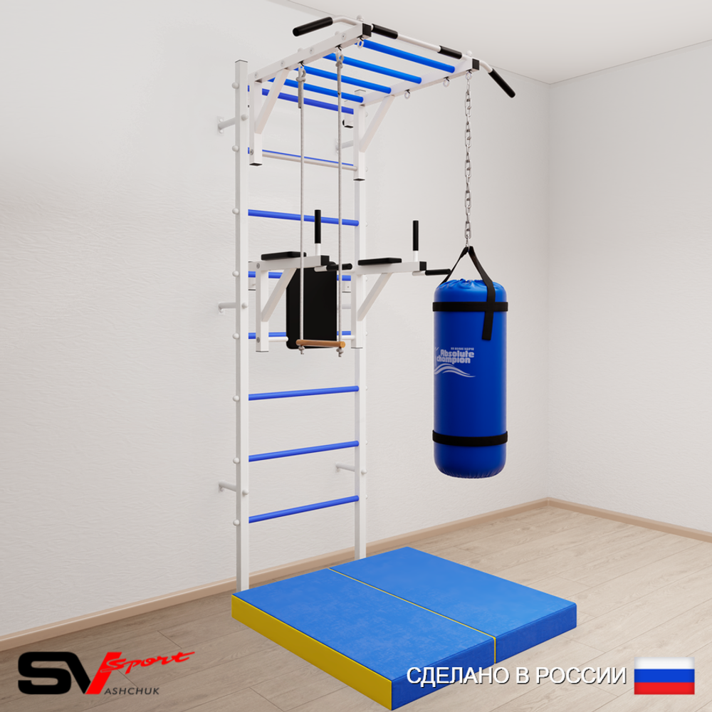 Шведская стенка Sv Sport 5437 (Турник рукоход/Брусья/Трапеция/Цепь/Мешок 30кг/Мат 1м)