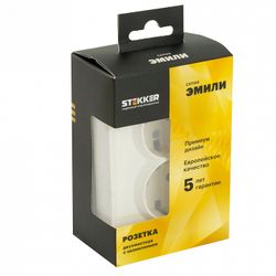 Розетка двойная с заземлением и со шторкой Stekker Эмили 49882