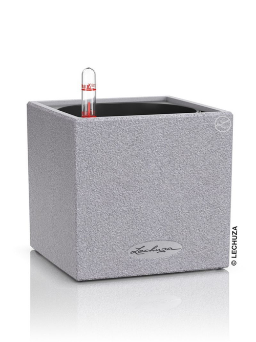 Кашпо Lechuza "Canto Stone Complete stone grey", 14x14xH14 см