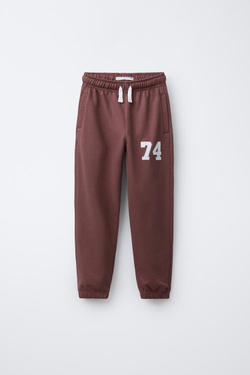 ZARA ДЖОГГЕРЫ С ВЫШИТОЙ ЦИФРОЙ, БУРГУНДИ