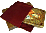 Инкрустированная рукописная икона Божией Матери Скоропослушница 29х21см на натуральном дереве, в подарочной коробке