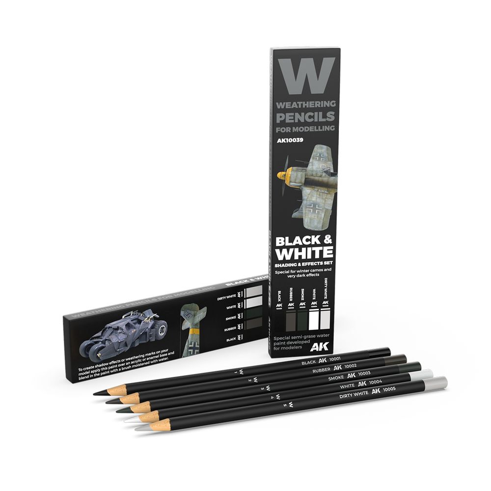 Weathering Pencils Black &amp; White Shading &amp; effects set