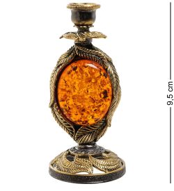 Народные промыслы AM-1878 Подсвечник «Ива» (латунь, янтарь)