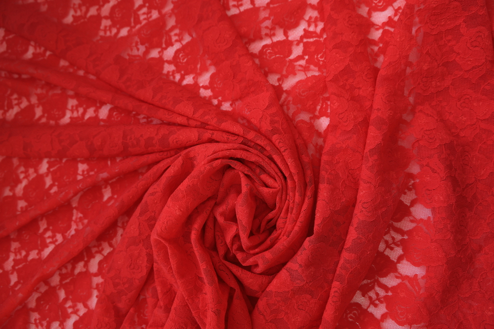 Гипюр стрейч алый