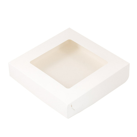 Коробка для печенья 12*12*3 см, Белая с окном