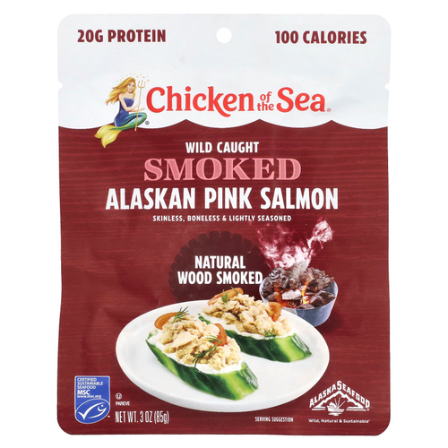 Chicken of the Sea, Аляскинская горбуша, копченая из дикой рыбы, натуральное копчение на древесине, 85 г (3 унции)