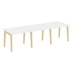 Onix Wood Стол переговорный (3 столешницы) OW.PRG-3.1 Белый Бриллиант/Дуб Светлый/Металл Белый 2940*