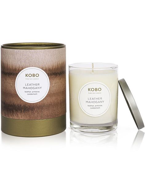 Leather Mahogany, свеча Watercolor, Kobo Candles