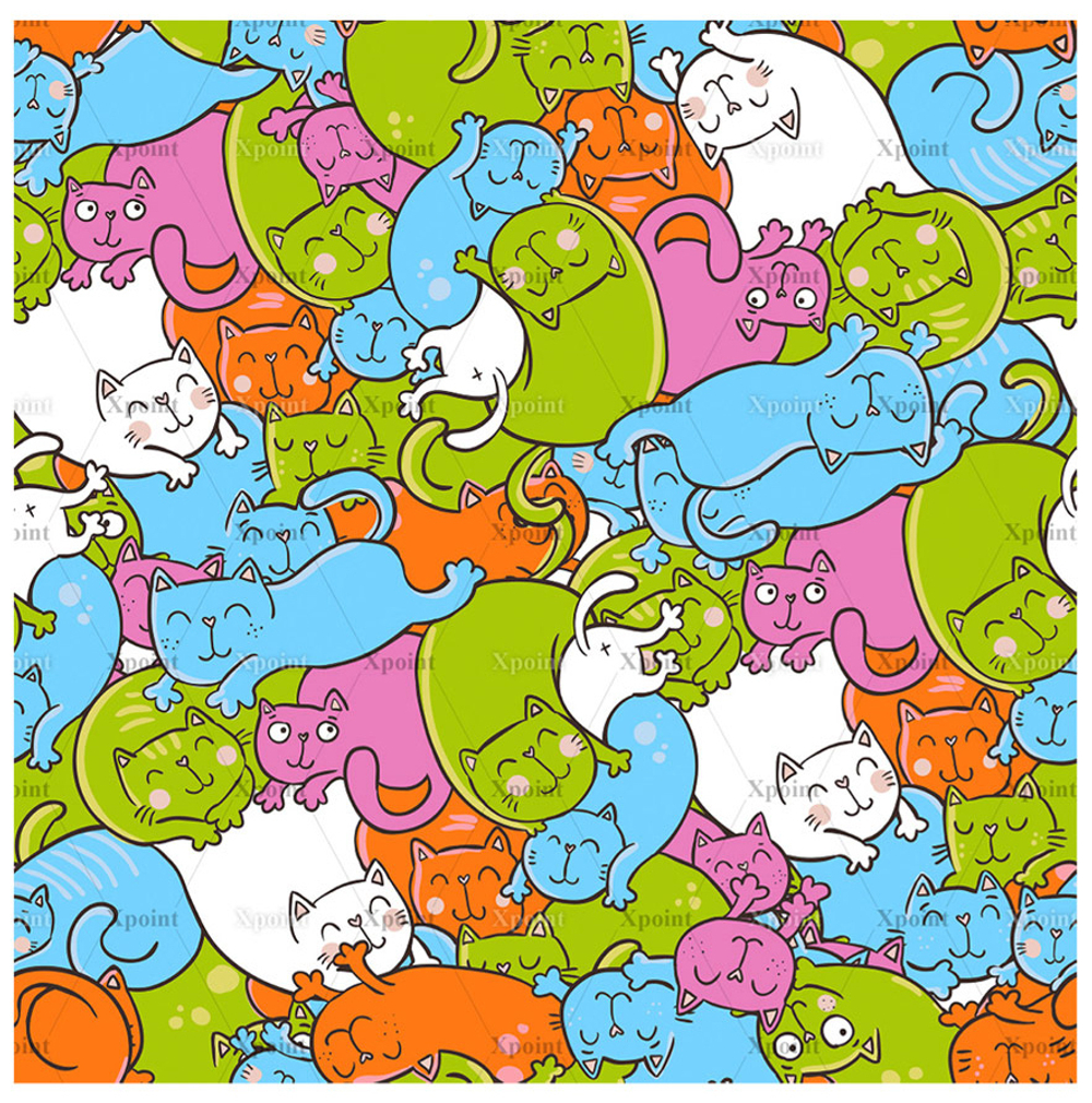 Микровелюр Xpoint (Икспоинт) 0037.02 Кошки в лукошке
