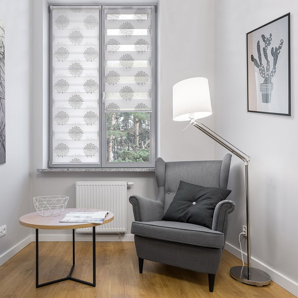 Рулонная штора День и ночь, 160х57 см, шир.крепл. 61 см, крем, серебро, СРШ-01МК-44802