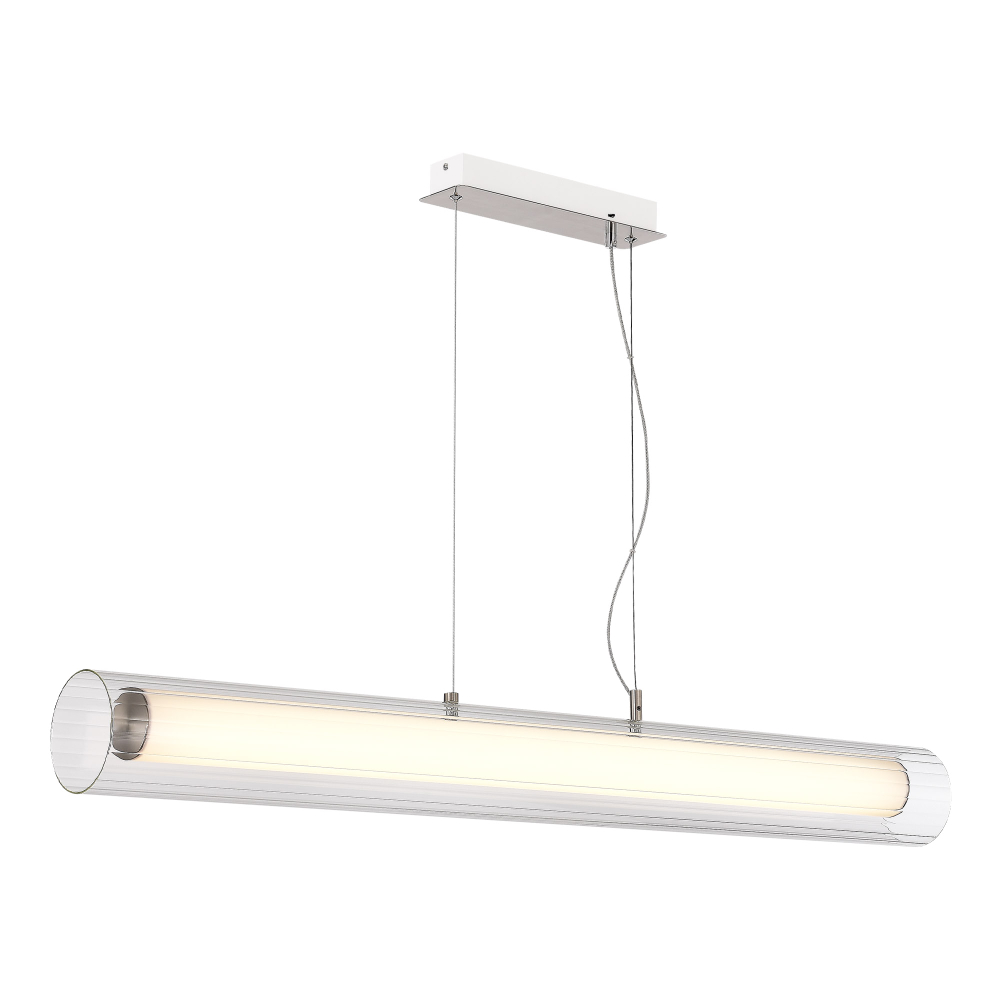 Светильник подвесной, Никель/Белый-прозрачный, ENFYS, LED 40W, 3000K/4000K/6000K
