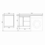 Тумба под стиральную машину с раковиной Uperwood Magenta 60/120 см, подвесная, черная, с дверцами, левая
