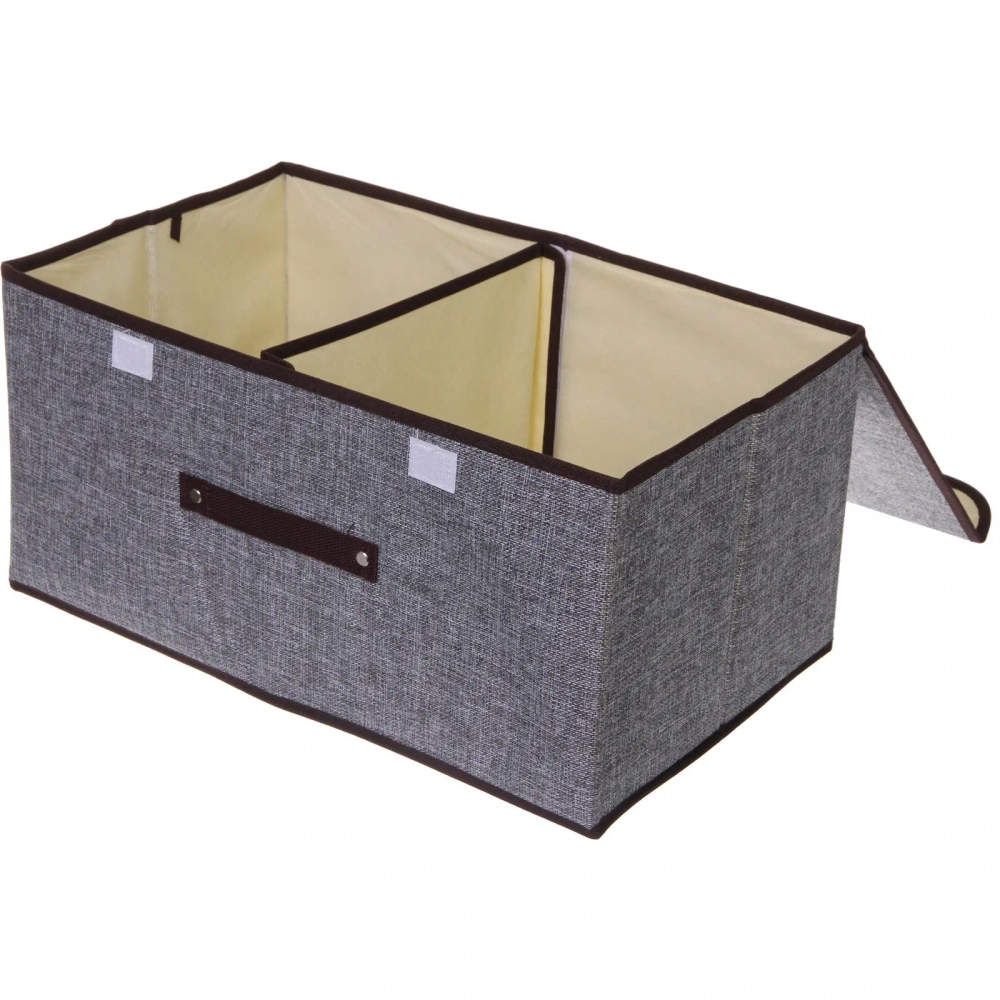 Короб - органайзер складной стеллажный для хранения вещей «ДОМания», цвет серый, два отделения, 50*30*25см (лейбл)