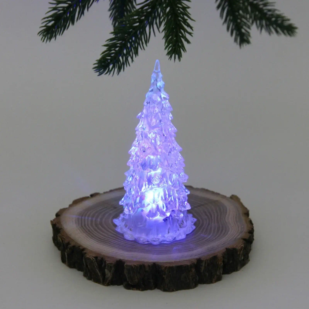 Сувенир с подсветкой «Кристальная ёлочка» 5,7*12,5 см (на батарейках 3 LR44)