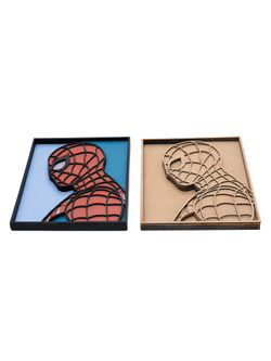 3D картина по номерам Человек-паук Marvel (Марвел) SamCraft, подарочный набор для творчества, многослойное панно из дерева для раскрашивания и сборки