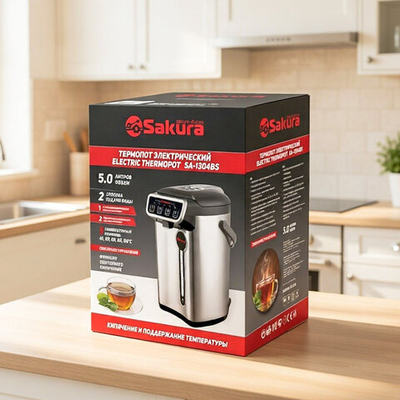 Термопот 5л нерж с черным SA-1304BS Premium